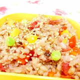 雑穀米de❤ビアハムとパプリカの彩り炒飯❤
